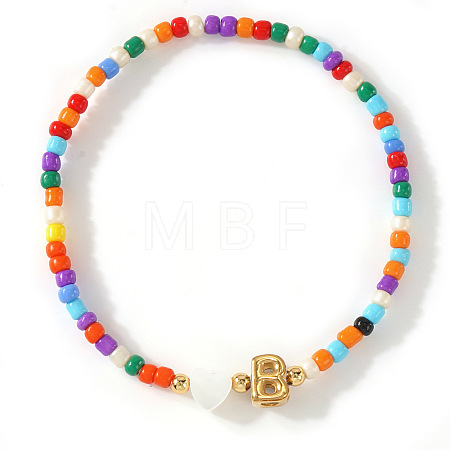 Colorful Round Glass Seed Bead Stretch Bracelets AO5283-2-1