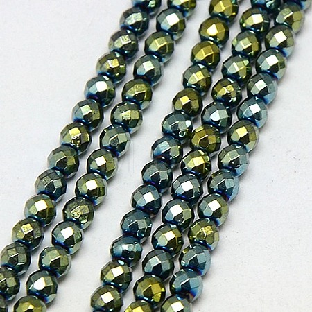 Electroplate Non-magnetic Synthetic Hematite Beads Strands G-J169B-3mm-06-1