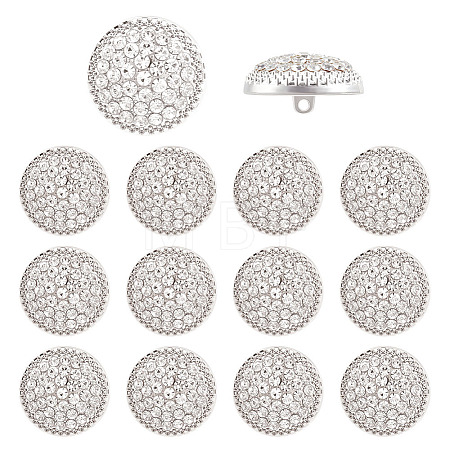 14Pcs 1-Hole Alloy Glass Shank Buttons BUTT-MA0001-16A-S-1