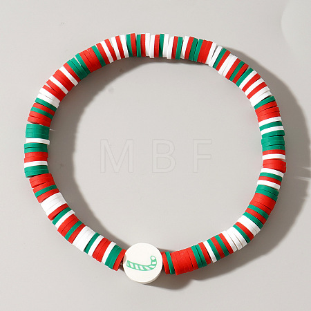 Christmas Polymer Clay Heishi & Acrylic Beads Stretch Bracelets for Women MC0425-7-1