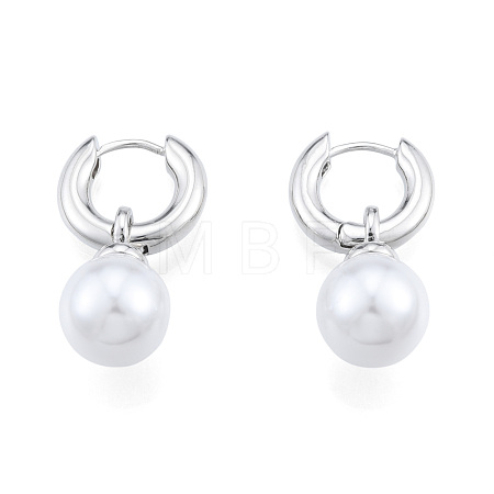 ABS Plastic Pearl Dangle Hoop Earrings EJEW-N011-106P-1