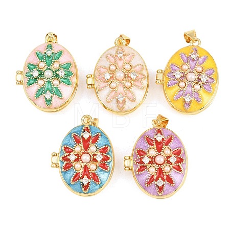 Brass Locket Pendants KK-D232-08G-1