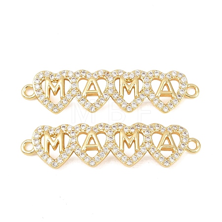 Mother's Day Brass Micro Pave Clear Cubic Zirconia Connector Charm KK-F931-27C-G-1