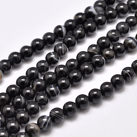 Natural Black Agate Bead Strands G-G962-12mm-12-A-1