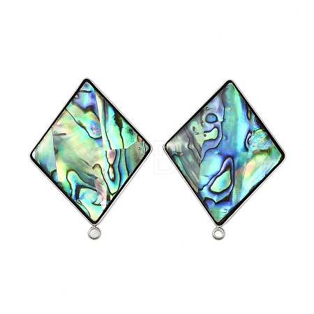 304 Stainless Steel Pave Natural Paua Shell Stud Earring Findings STAS-Z125-05P-1