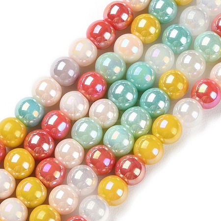 Opaque Electroplate Glass Beads Strands X-GLAA-P056-6mm-A01-1