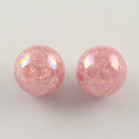 AB Color Transparent Crackle Round Acrylic Beads CACR-S006-02-1