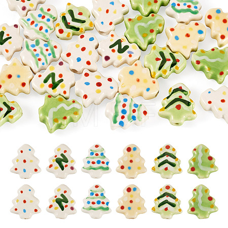 24Pcs 6 Colors Handmade Porcelain Beads PORC-TA0001-39-1