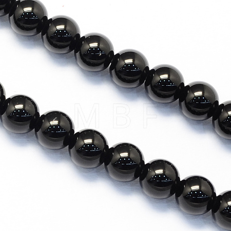 Round Natural Dyed & Heated Black Agate Beads Strands G-S119-10mm-1