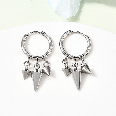 Cone 304 Stainless Steel Chandelier Earrings EJEW-L309-02C-P-1