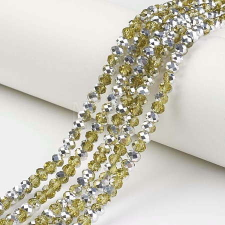Electroplate Transparent Glass Beads Strands EGLA-A034-T10mm-M04-1