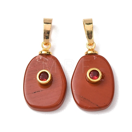 Natural Red Jasper Pendants G-P628-02G-01-1