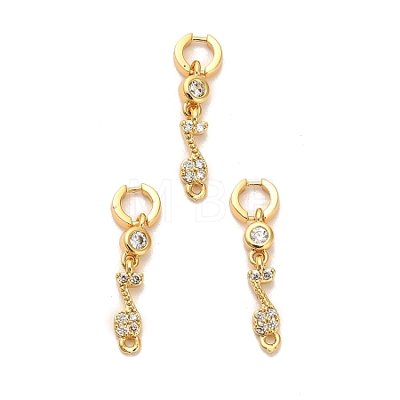 Brass Pave Clear Cubic Zirconia Musical Note Connector Charms KK-H515-15G-1