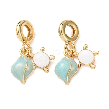 Ocean Brass Enamel European Dangle Charms KK-H278-06G-1