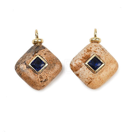 Natural Picture Jasper Pendants KK-B157-42A-03-1