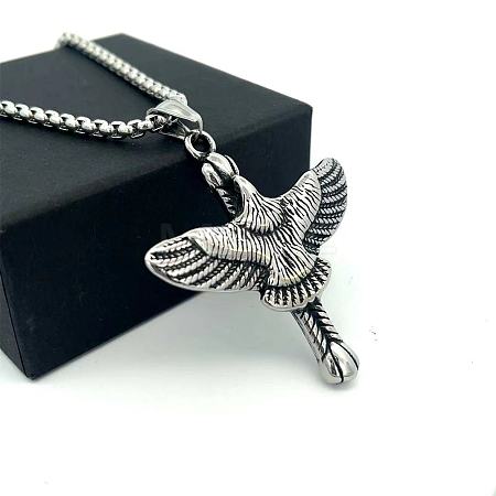 Vintage Hip Hop 304 Stainless Steel Eagle Pendant Necklaces for Men Women ZO0098-1