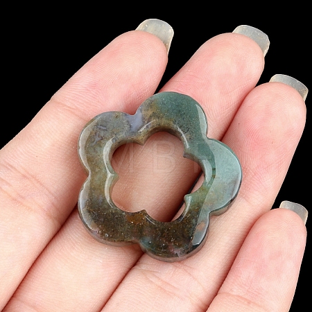 Natural Indian Agate Hollow Flower Pendants PW-WG95796-05-1