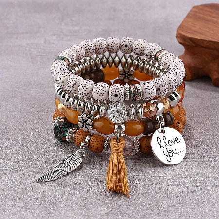 Boho Style Wood Beaded Stretch Bracelet Sets for Women WGE3C3B-61-1