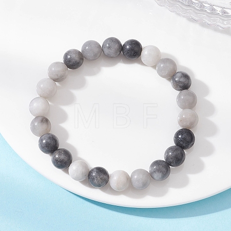 Round Natural Hawk's Eye Beads Stretch Bracelets for Women BJEW-JB12733-1