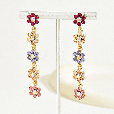 Real 18K Gold Plated Brass Micro Pave Cubic Zirconia Dangle Stud Earrings TR0164-2-1
