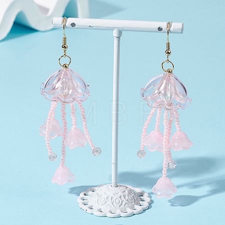 Jellyfish Acrylic & Glass Seed Bead Dangle Earrings EJEW-MZ00665-03-1