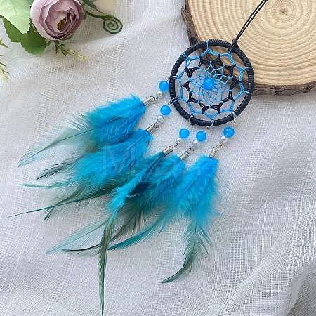 Woven Web/Net with Feather Decorations PW-WG33759-01-1