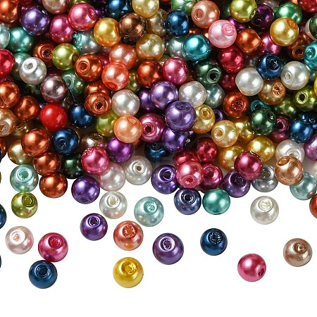 Baking Paint Pearlized Glass Pearl Round Bead Strands HY-Q004-4mm-M-1