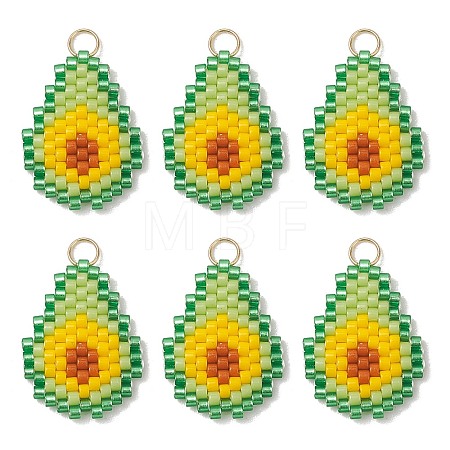 Fruit Theme Glass Seed Beaded Pendants PALLOY-MZ01357-04-1