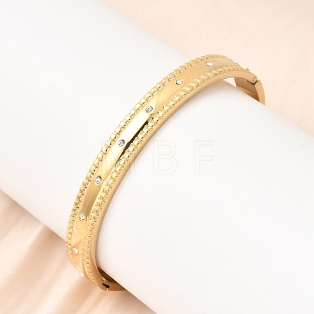 304 Stainless Steel Rhinestone Hinged Bangles for Women BJEW-B168-16G-1