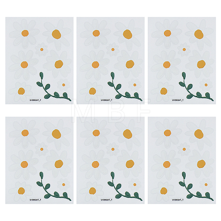 6 Sheets Daisy Flower PVC Sticker AJEW-WH0283-48-1