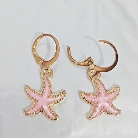 Ocean Theme Alloy Enamel Star Leverback Earrings FS-WG4EEAF-16-1
