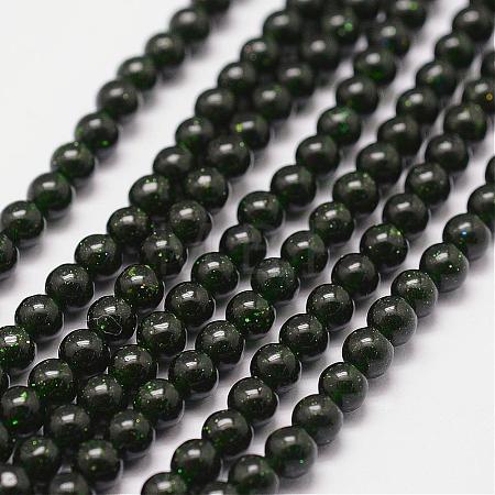 Synthetic Green Goldstone Beads Strands G-N0178-02-4mm-1
