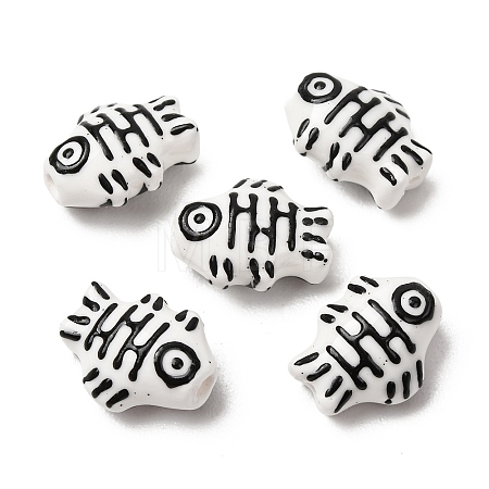 Handmade Printed Porcelain Beads PORC-F005-03B-03-1
