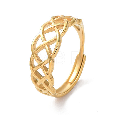 Ion Plating(IP) 304 Stainless Steel Hollow Sailor's Knot Adjustable Rings RJEW-D006-28G-1