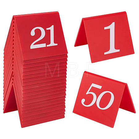 50Pcs Numbers 1~50 Acrylic Table Signs AJEW-OC0015-46-1
