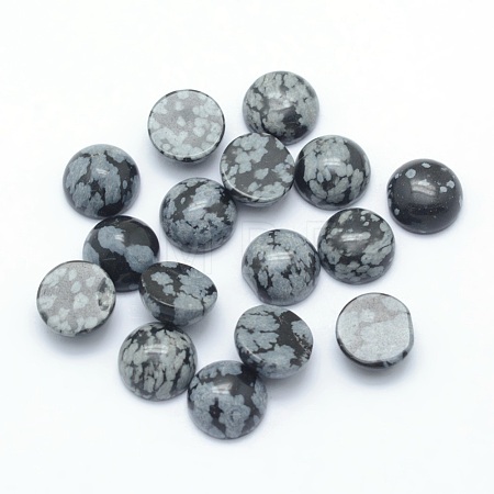 Natural Snowflake Obsidian Cabochons G-P393-R55-4MM-1