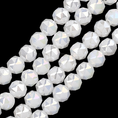 Electroplate Transparent Glass Beads Strands GLAA-H040-01I-1