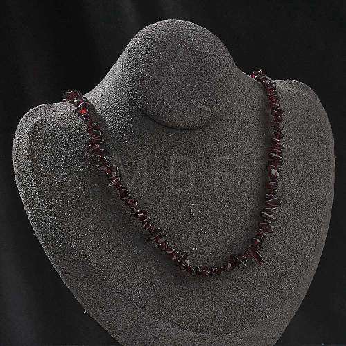 Natural Garnet Chip Beaded Necklaces for Men Women NJEW-G159-01N-1