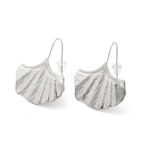 304 Stainless Steel Ginkgo Leaf Dangle Earrings for Women EJEW-K243-03P-1