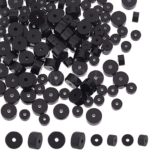 143Pcs 2 Sizes Natural Black Onyx(Dyed & Heated) Beads G-AR0005-03-1