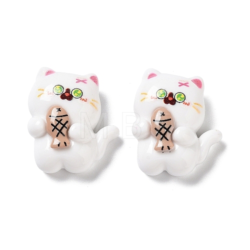Cartoon White Cat Resin Decoden Cabochons CRES-R203-01H-1