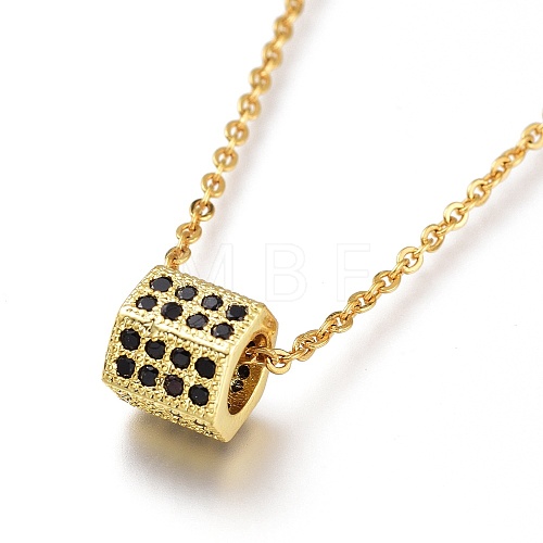 Brass Micro Pave Clear Cubic Zirconia Pendant Necklaces NJEW-A127-15G-1