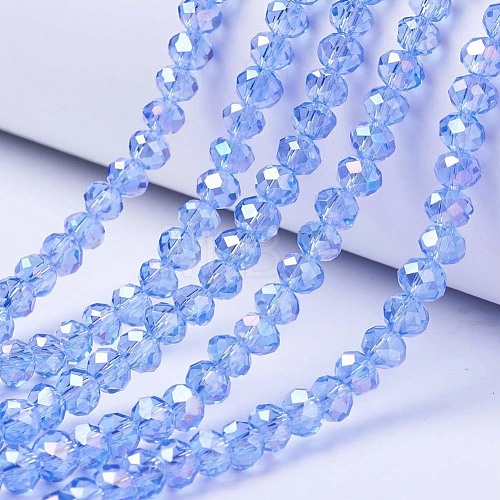 Electroplate Glass Beads Strands EGLA-A034-T6mm-B09-1