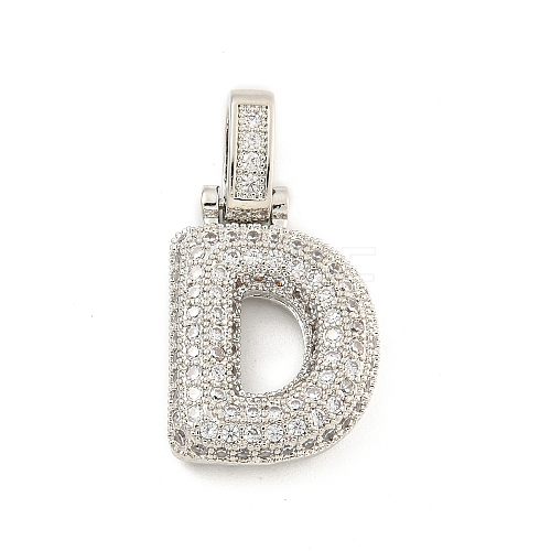 Brass Micro Pave Clear Cubic Zirconia Pendants KK-B099-01P-D-1