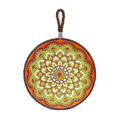 Flat Round with Mandala Pattern Ceramic Cup Coaster PW-WGE77FC-08-1