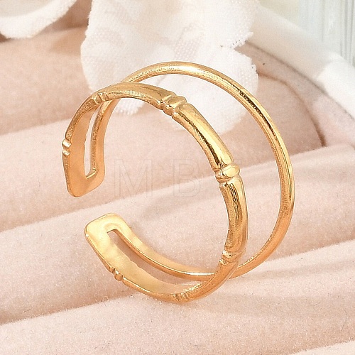 304 Stainless Steel Open Cuff Rings for Women RJEW-A056-01G-1