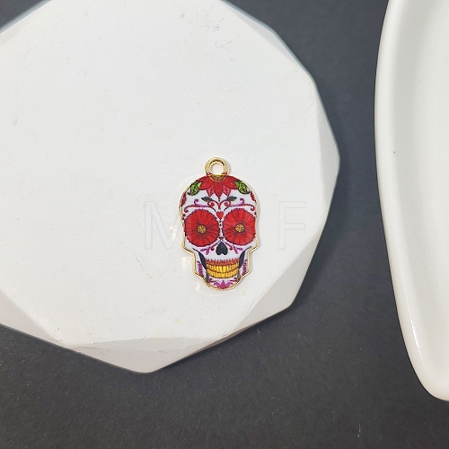 Halloween Printed Alloy Enamel Pendants PW-WG78A22-01-1