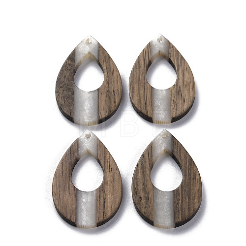 Opaque Resin & Walnut Wood Pendants RESI-T035-34-1
