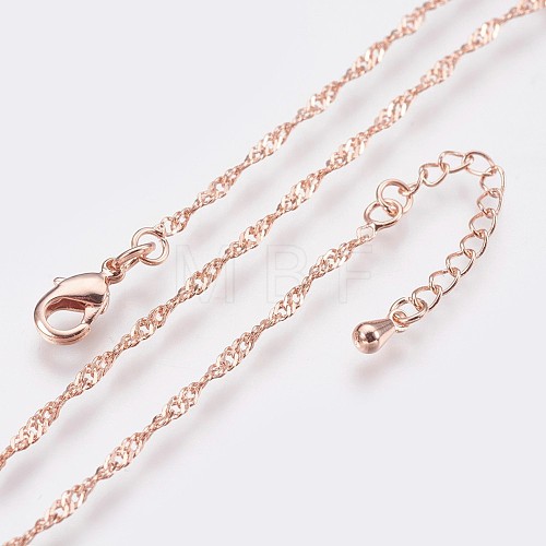 Long-Lasting Plated Brass Chain Necklaces NJEW-K112-11RG-NF-1