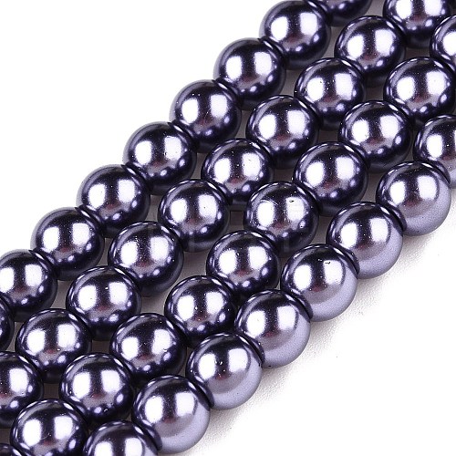 Baking Painted Pearlized Glass Pearl Round Bead Strands HY-Q003-4mm-73-1